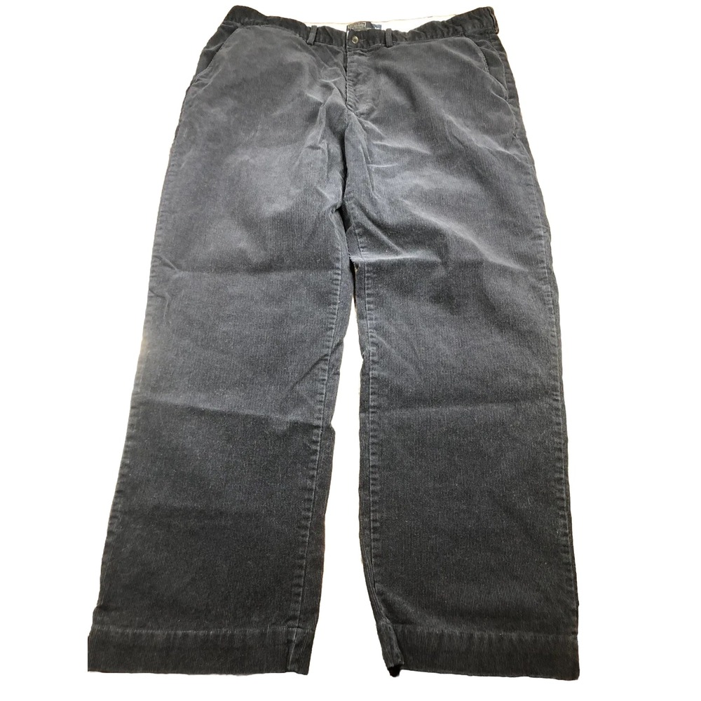 Vintage Polo Ralph Lauren Corduroy Pants Mens 38x30 Navy Blue Casual Flat Front